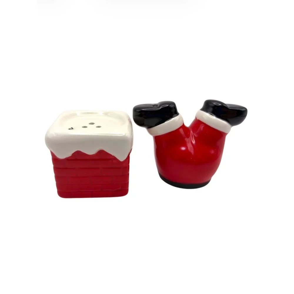 Pier 1 Imports Santa Legs Chimney Salt and Pepper Shakers Set Christmas Holiday